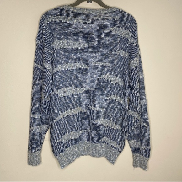 Vintage Mondo Sweater Hidden Sailboat Blue White - Picture 7 of 7